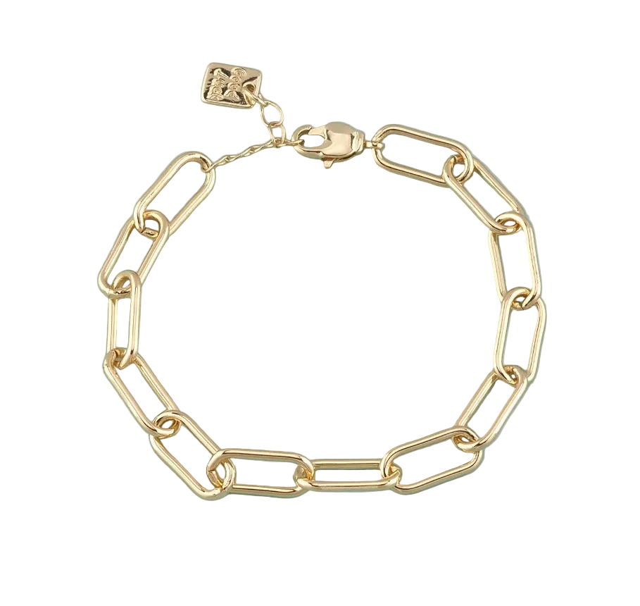 GOLD LARGE PAPERCLIP LINK BRACELET CHAIN