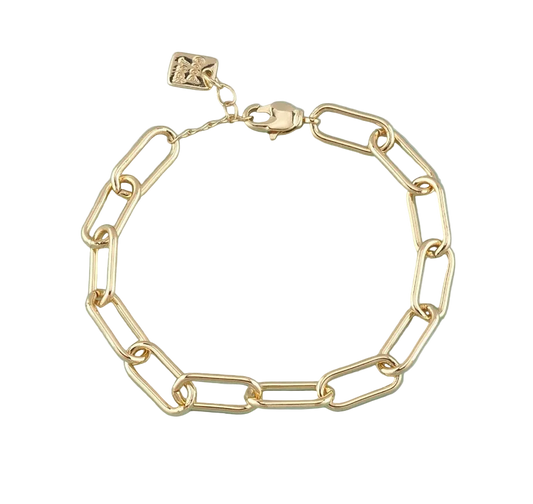 GOLD LARGE PAPERCLIP LINK BRACELET CHAIN