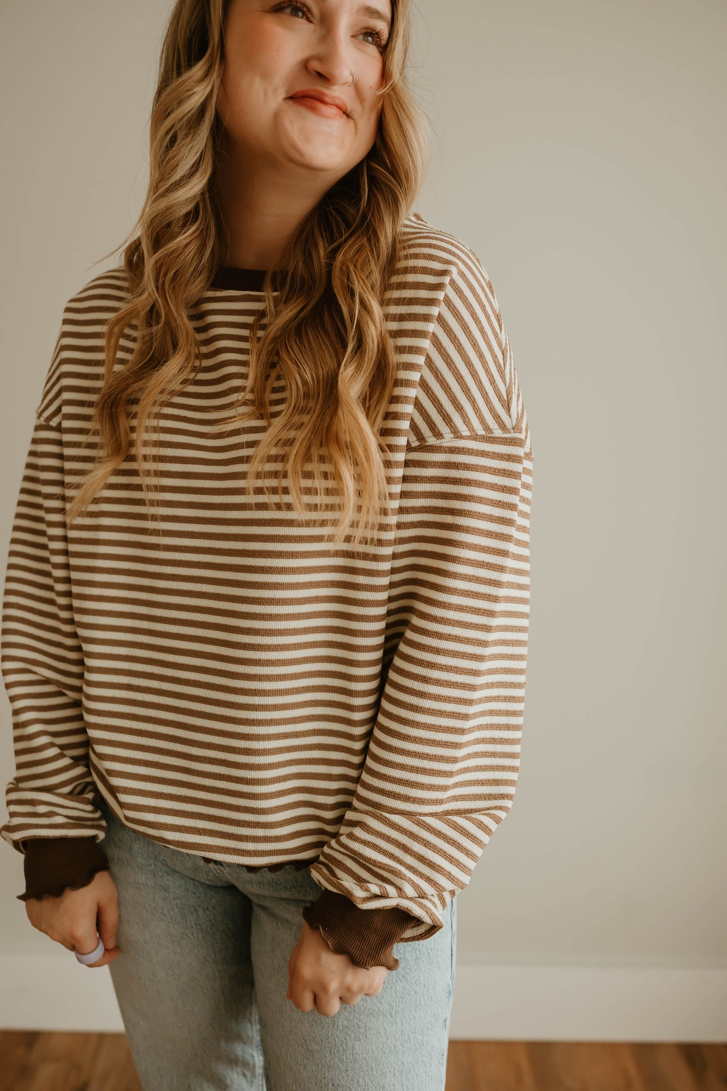 BROWN STRIPED LONG SLEEVE