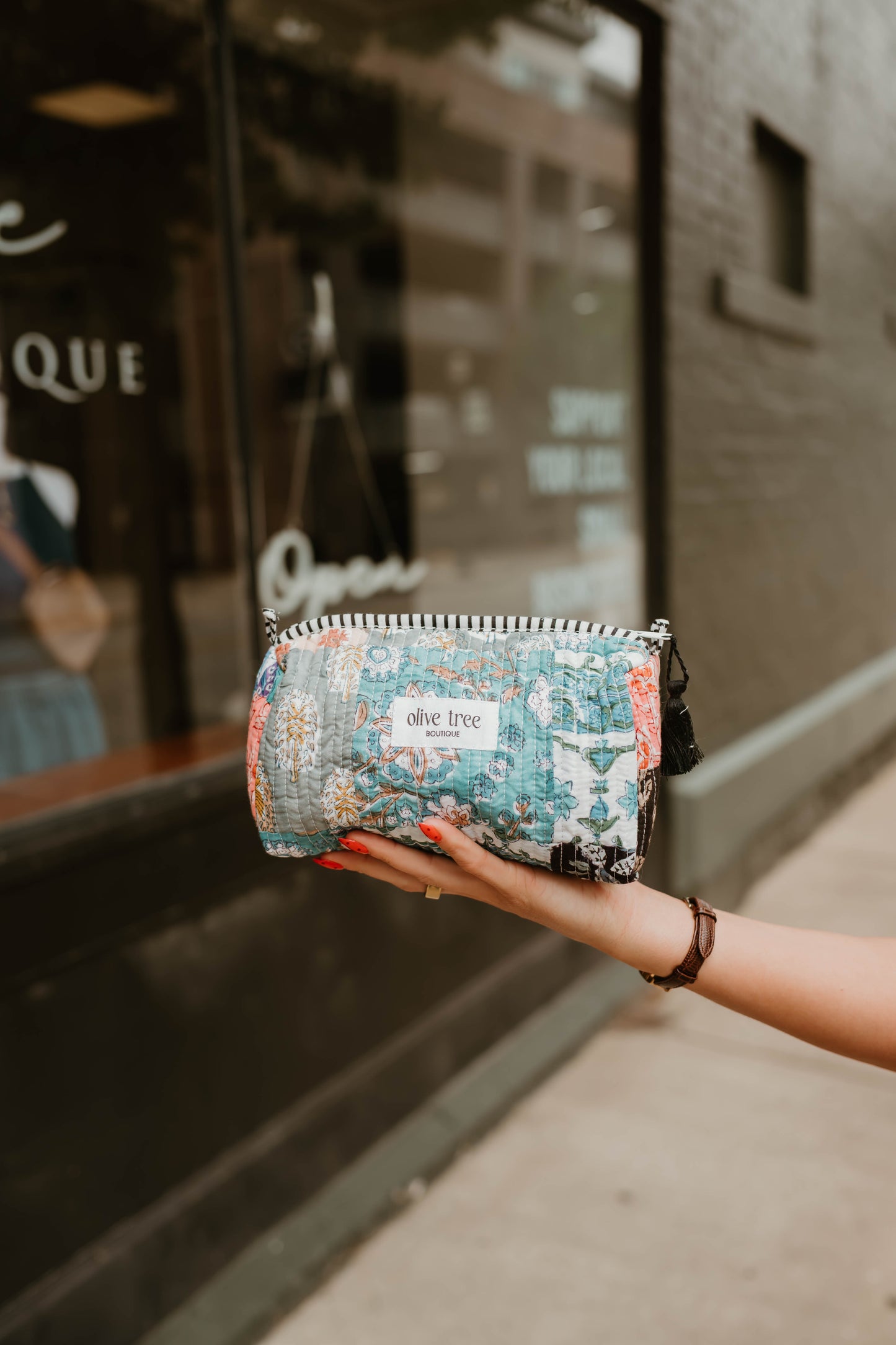 MIDNIGHT QUILTED PATCHWORK MAKEUP POUCH - SMALL