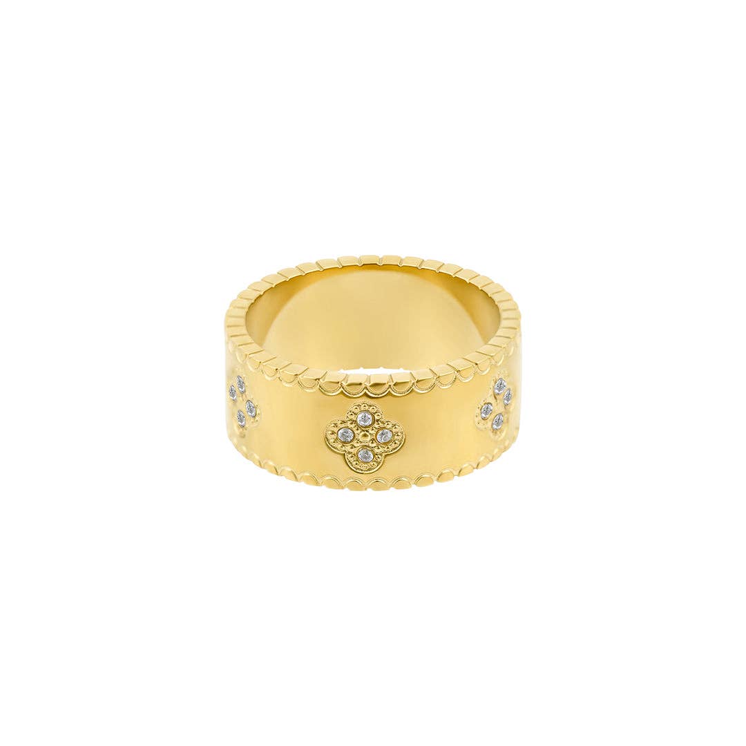 TARNISH RESISTANT GOLD PLATES CLOVER BAND
