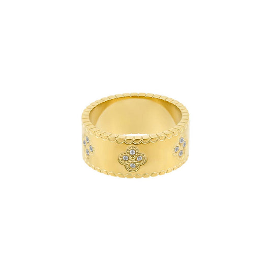 TARNISH RESISTANT GOLD PLATES CLOVER BAND
