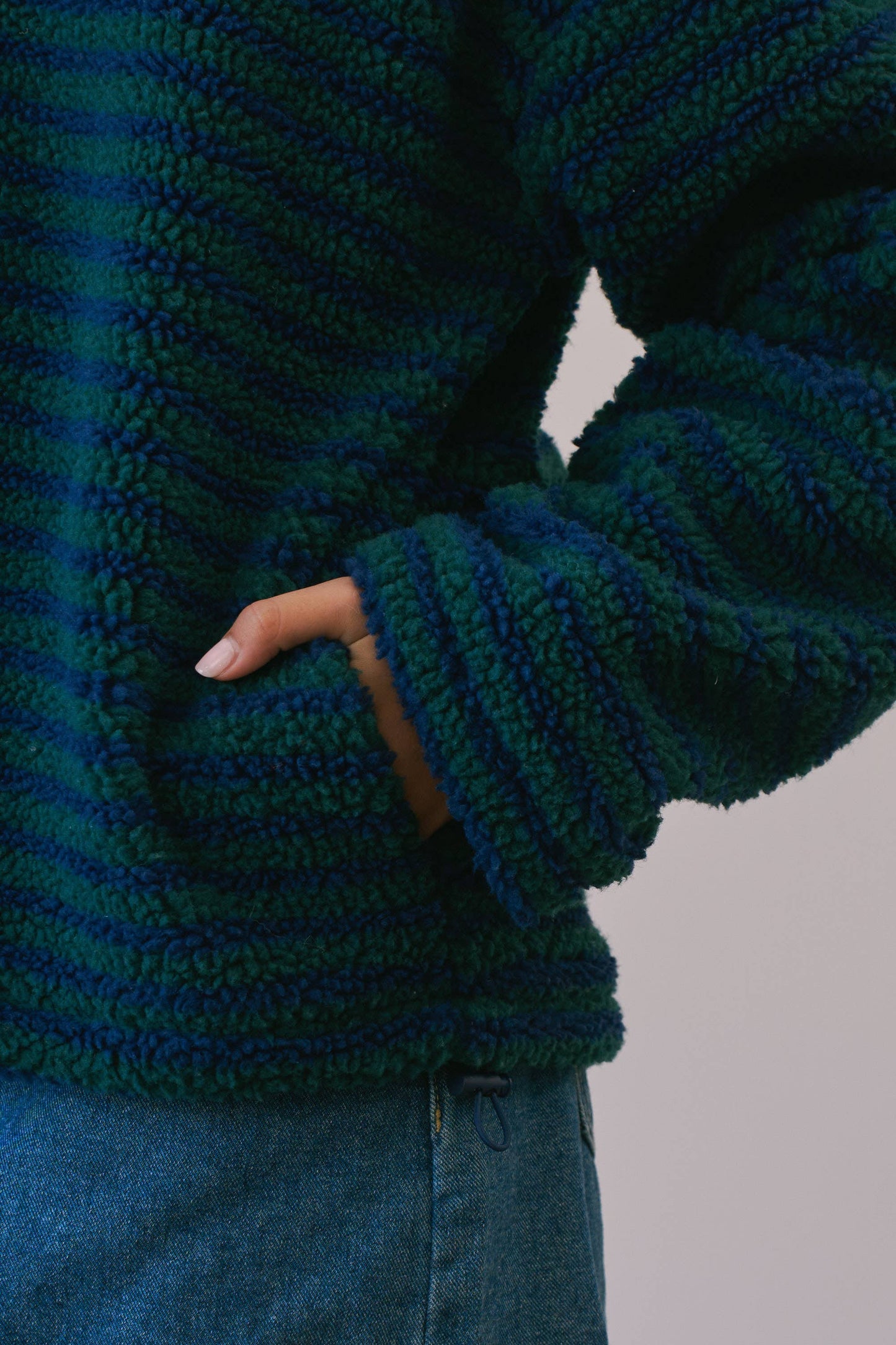 NAVY + FOREST GREEN STRIPED PULLOVER