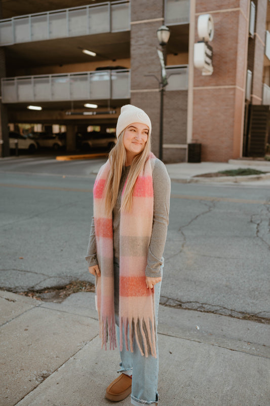 PINK MULTI FRINGE SCARF