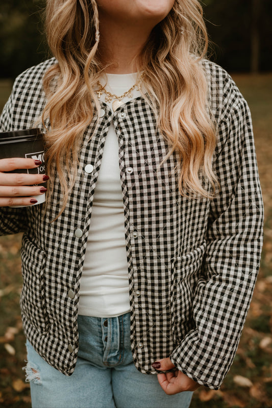 BLACK + CREAM GINGHAM JACKET