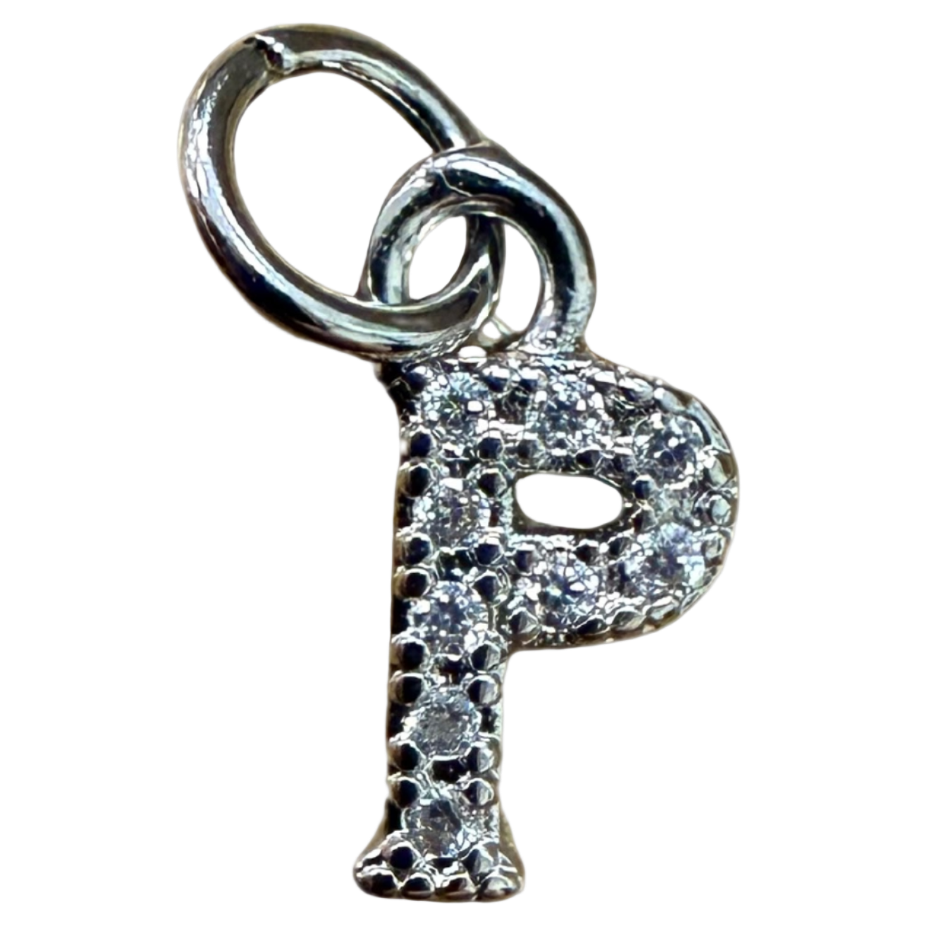 SMALL DIAMOND SILVER INITIAL CHARM