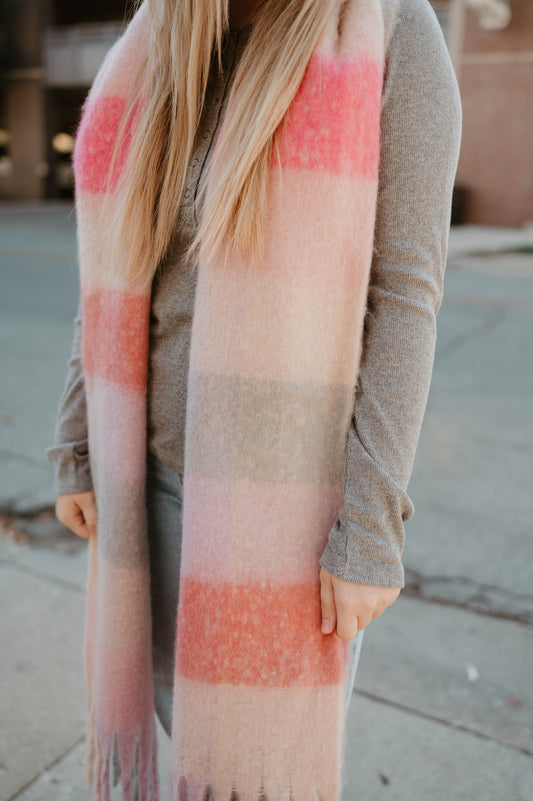 PINK MULTI FRINGE SCARF