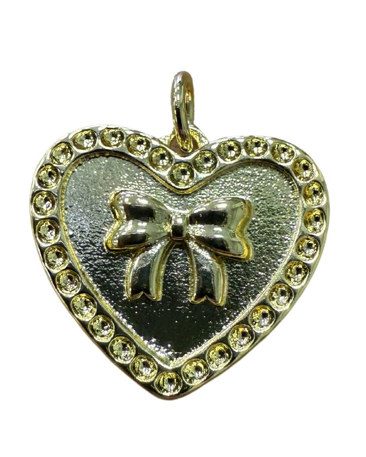 GOLD HEART BOW CHARM