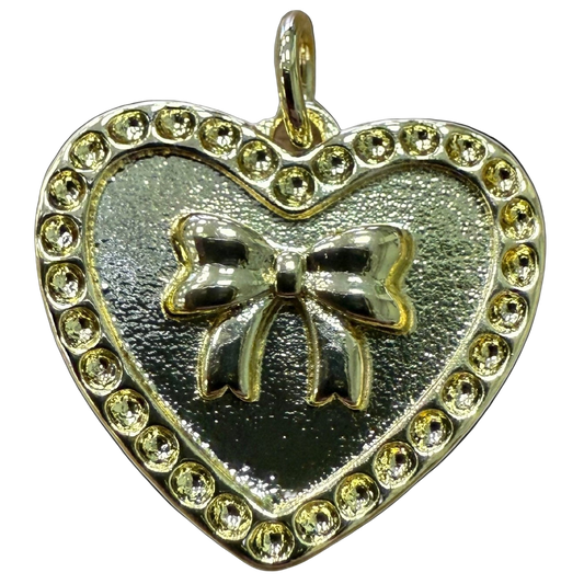 GOLD HEART BOW CHARM