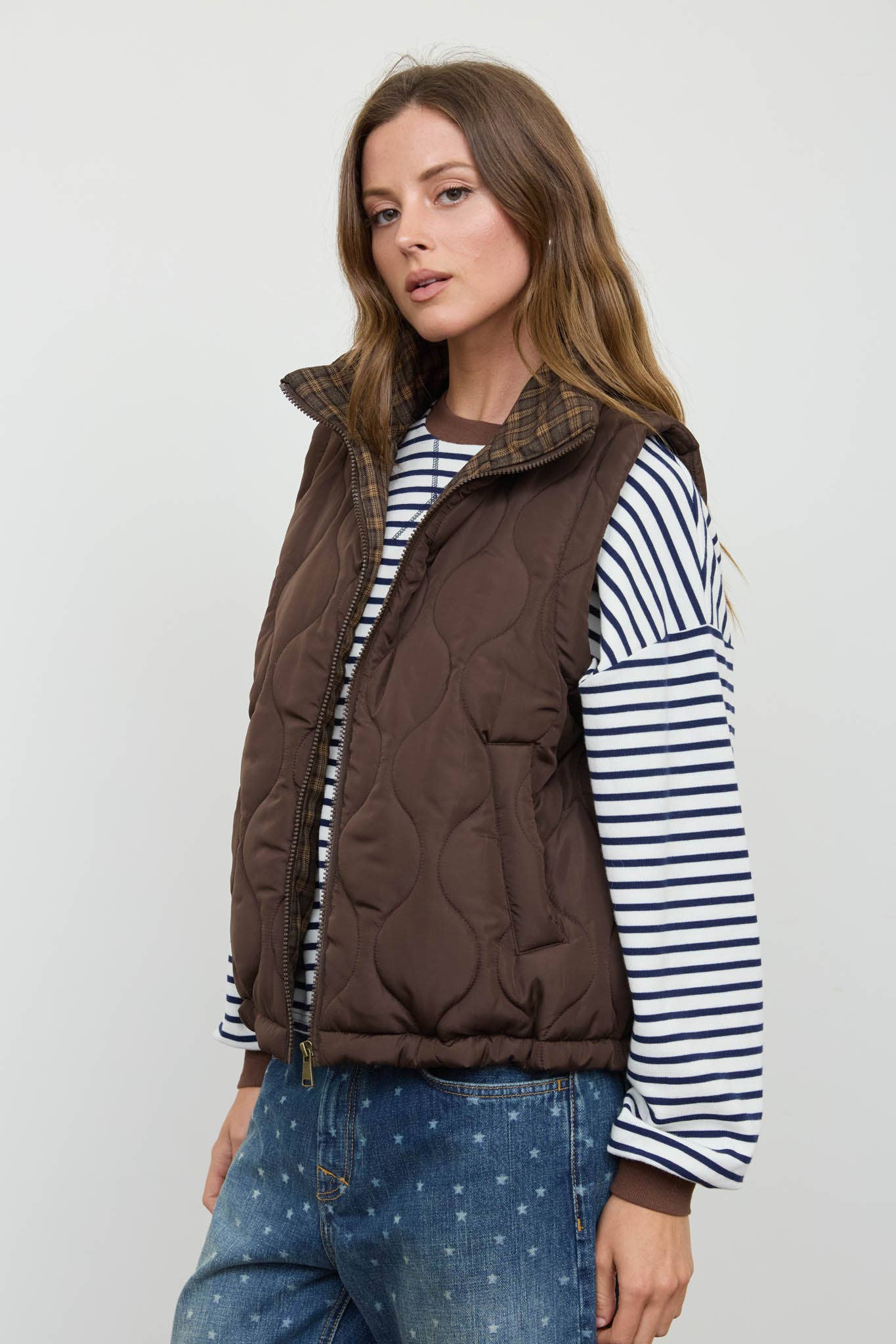 DEEP BROWN QUILT VEST
