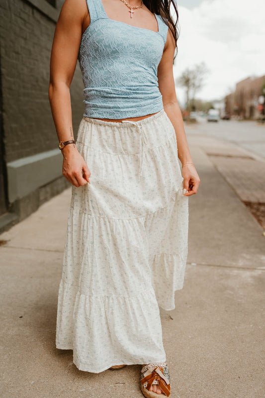 FLORAL TIERED MAXI SKIRT