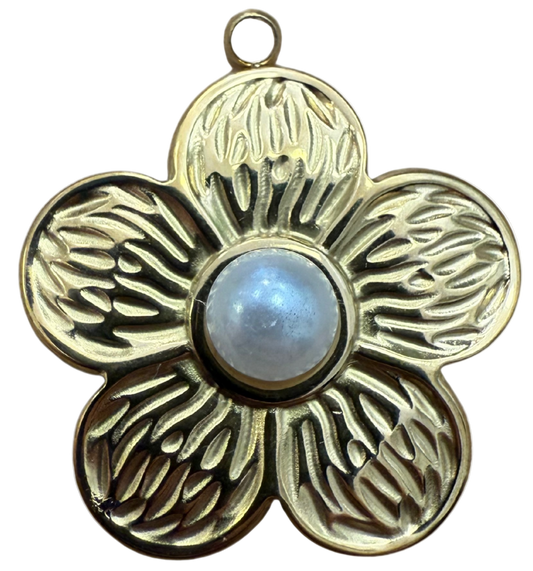 GOLD VINTAGE PEARL FLOWER CHARM