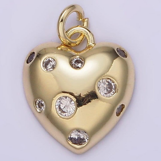 GOLD STUD HEART CHARM