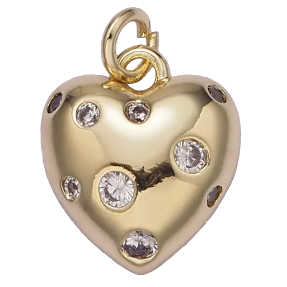 GOLD STUD HEART CHARM