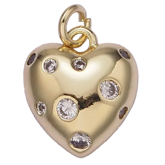 GOLD STUD HEART CHARM