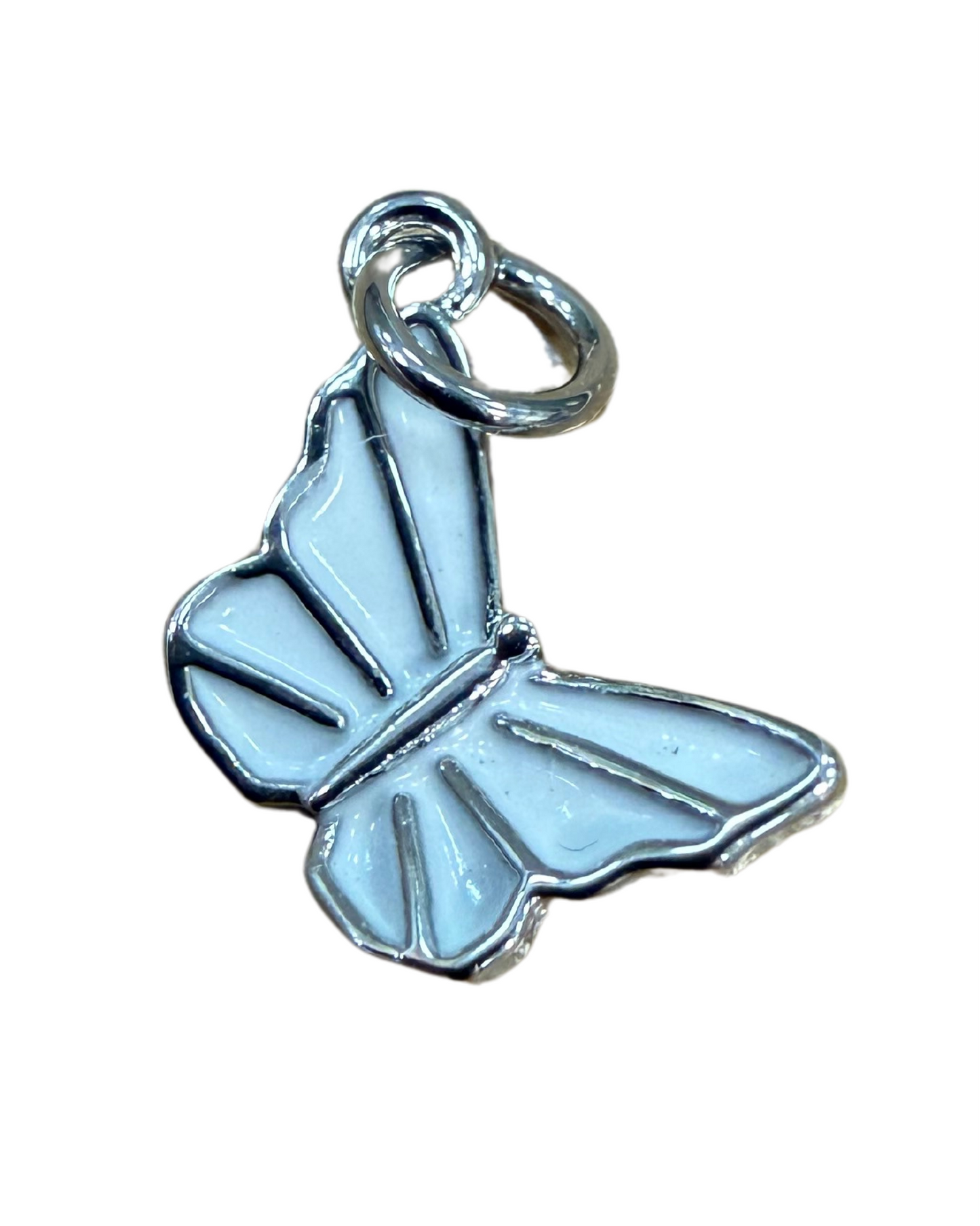 SILVER MINI WHITE BUTTERFLY CHARM