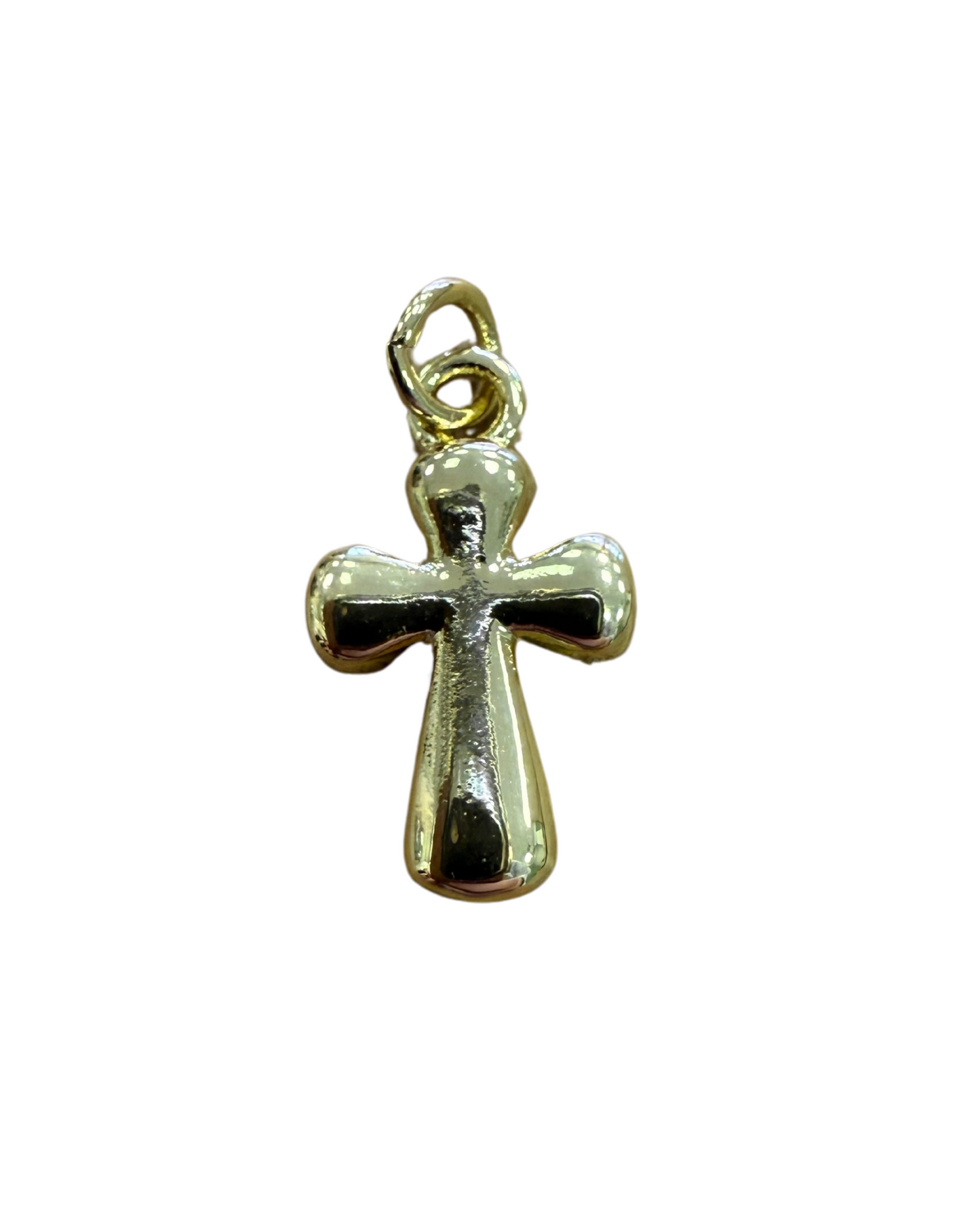 GOLD BUBBLE CROSS CHARM