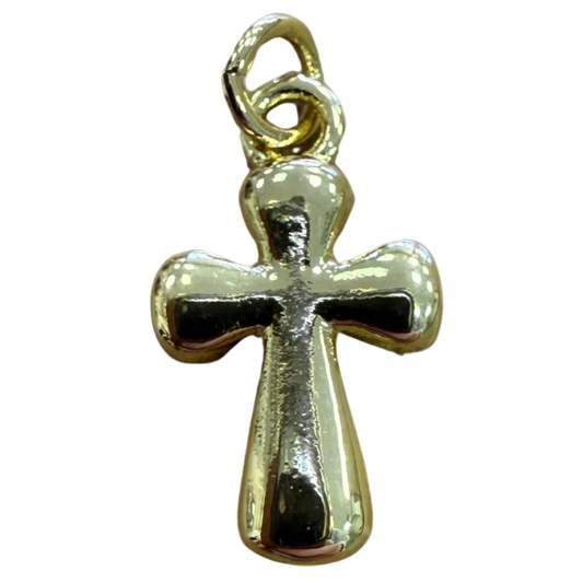 GOLD BUBBLE CROSS CHARM