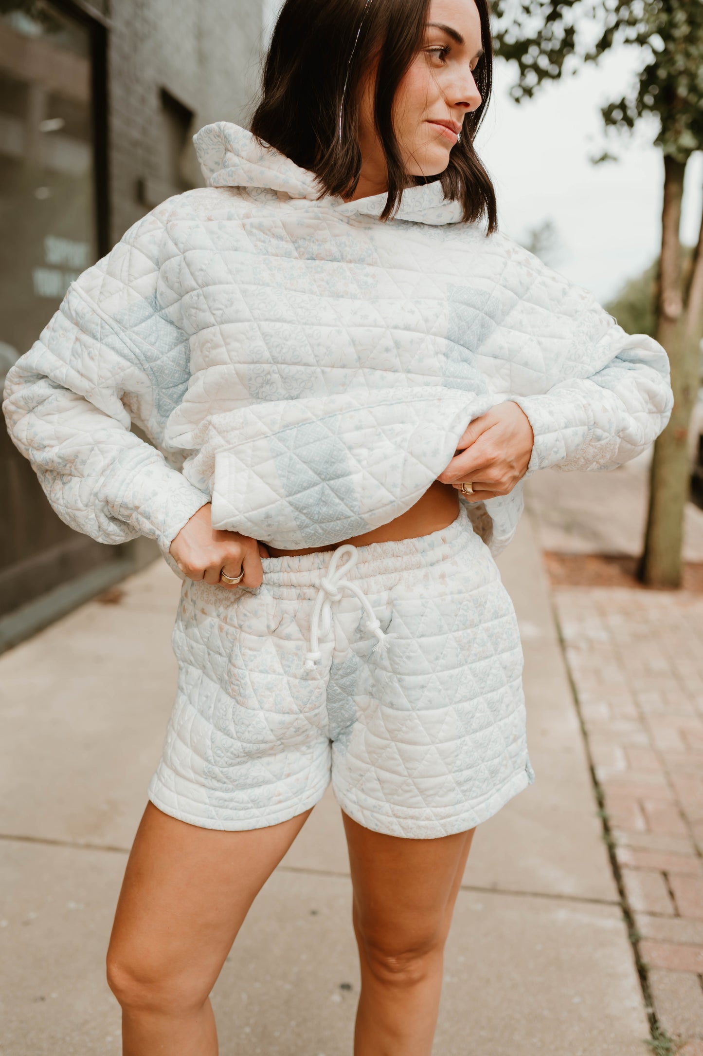 BLUE MULTI QUILTED SHORTS