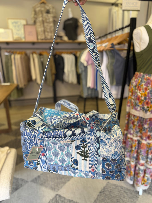 BLUE PATCH DUFFLE BAG