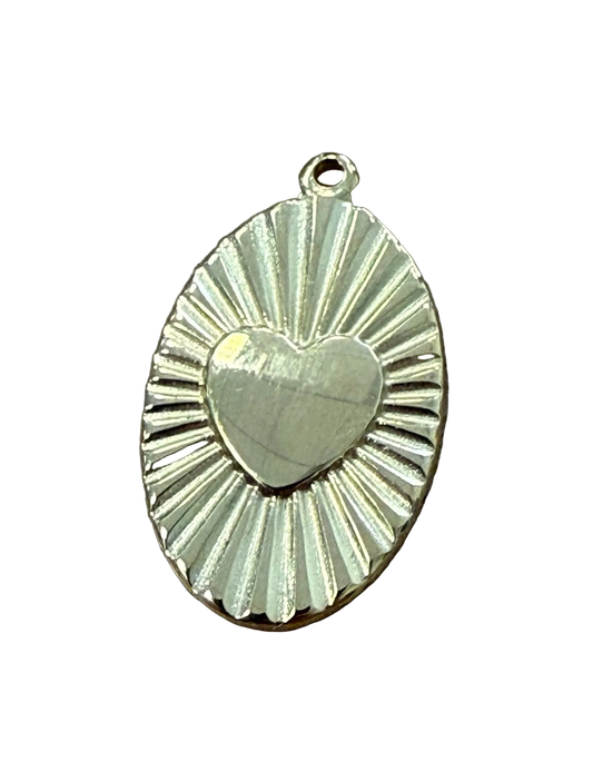 GOLD OVAL HEART RAY CHARM