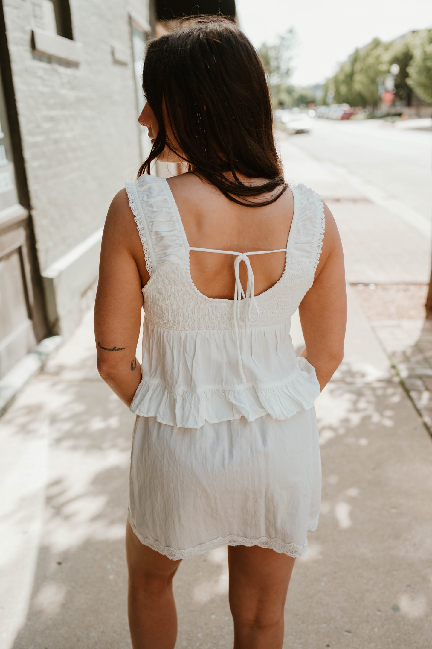 V-NECKLINE LACE TRIM TOP