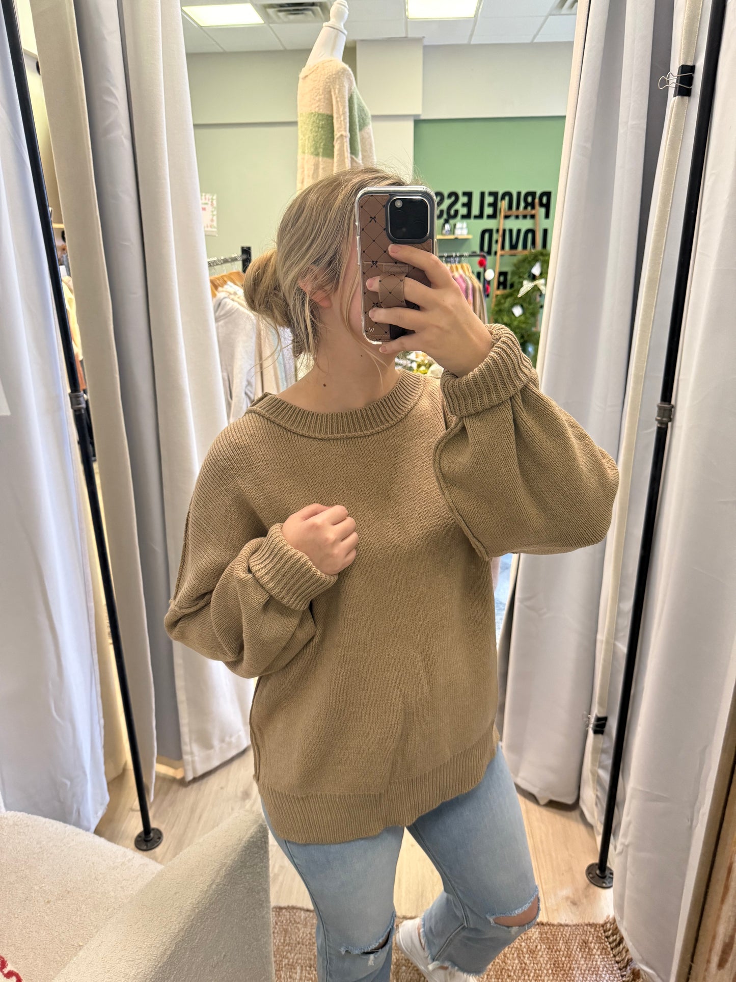 MOCHA DROP SHOULDER SWEATER