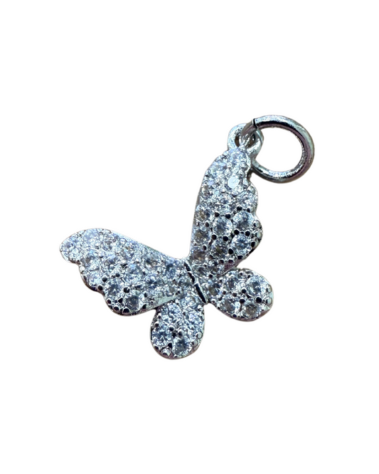 SILVER DIAMOND BUTTERFLY CHARM