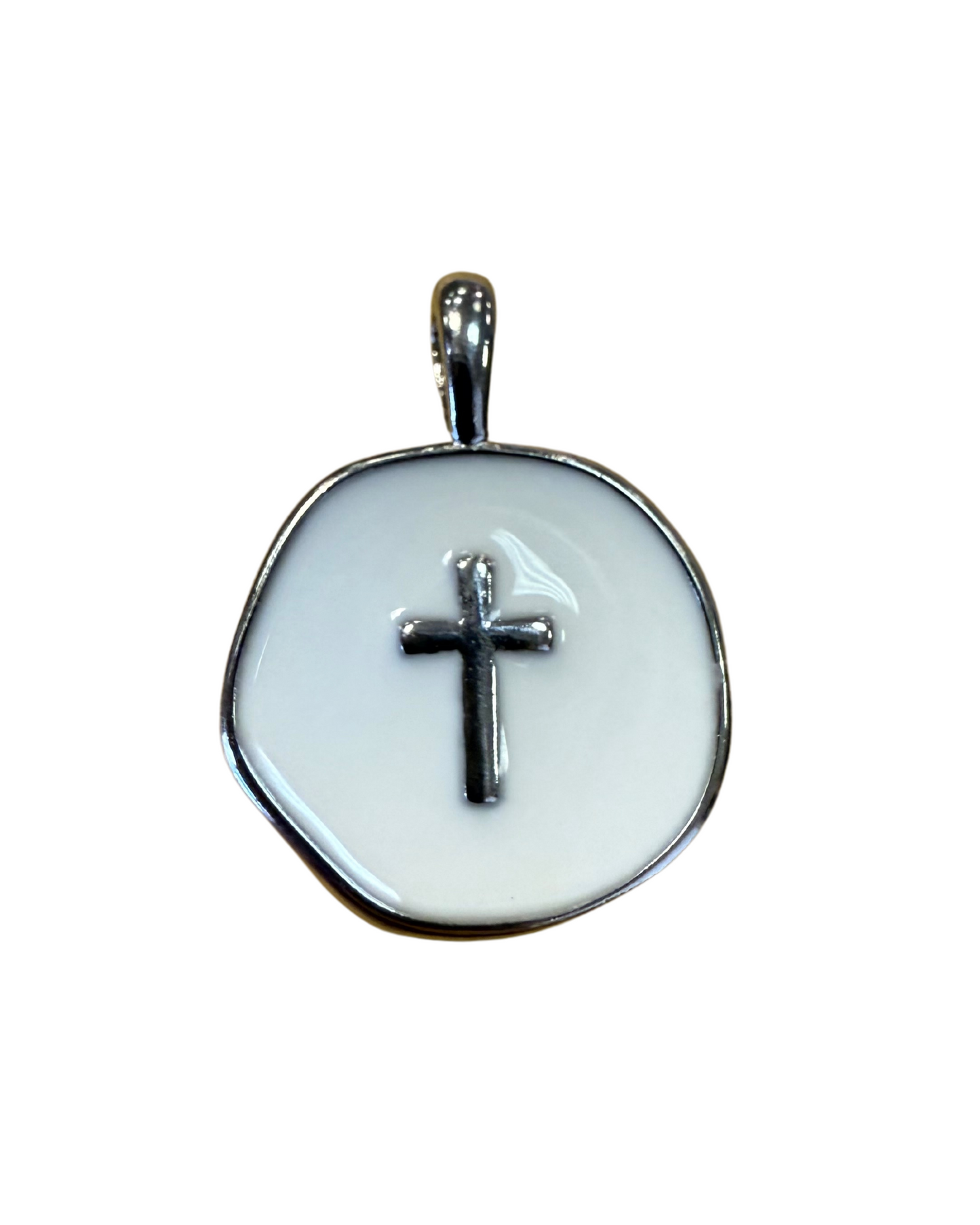 ROUND CROSS SILVER CHARM