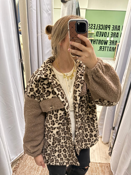 LEOPARD SHERPA SHACKET