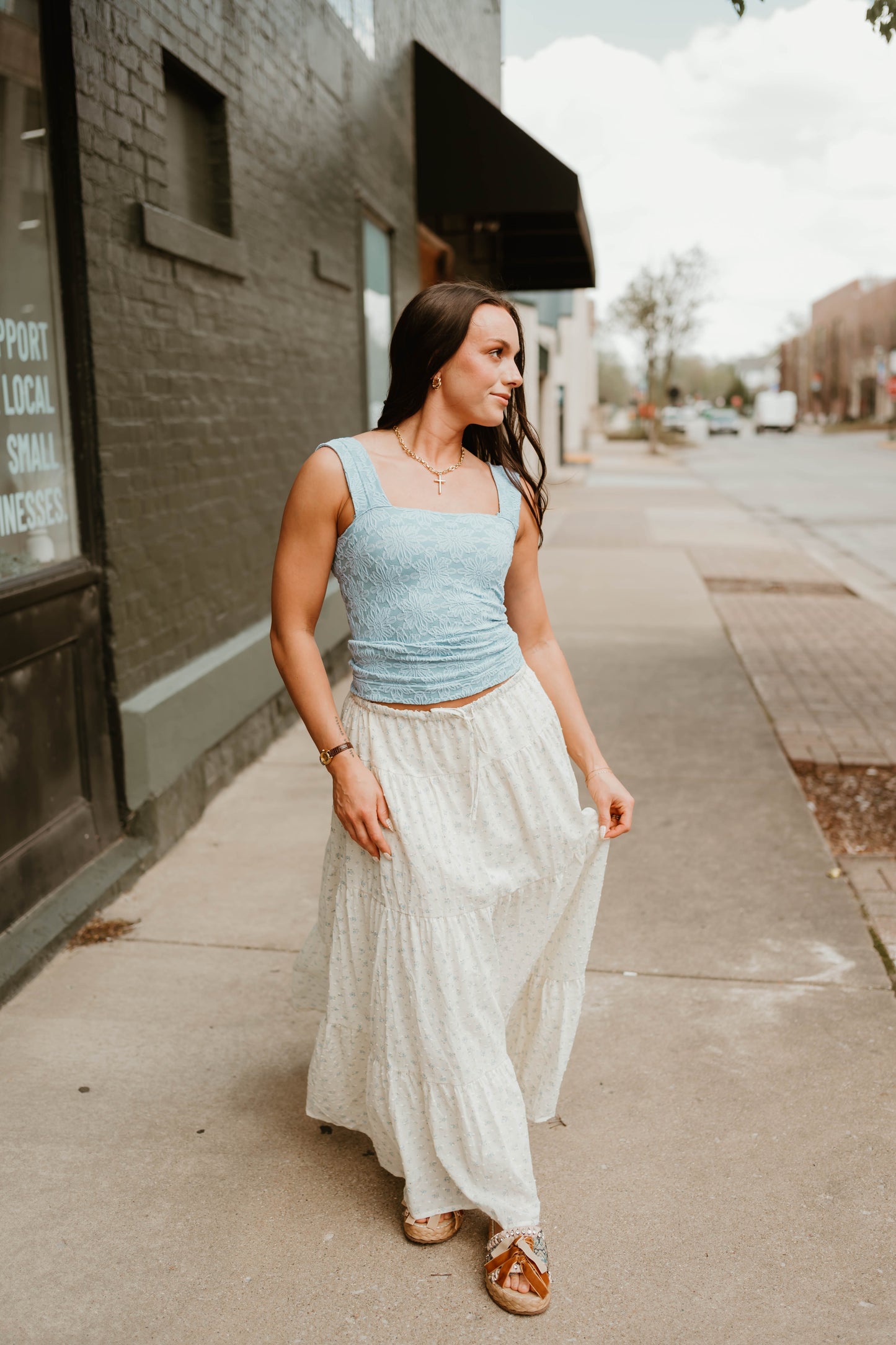 FLORAL TIERED MAXI SKIRT