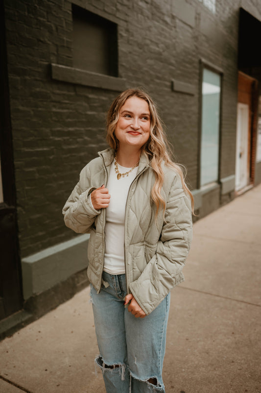 SAGE QUILTED LIGHTWEIGHT JACKET