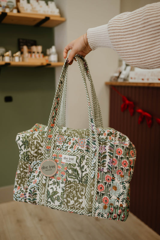 SAGE QUILTED PATCHWORK DUFFLE