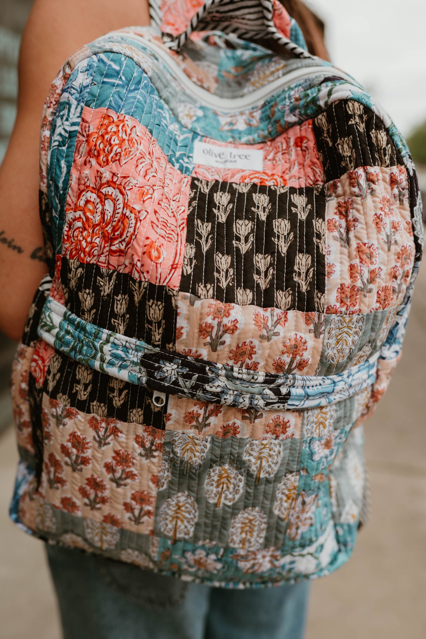 MIDNIGHT QUILTED PATCHWORK BACKPACK