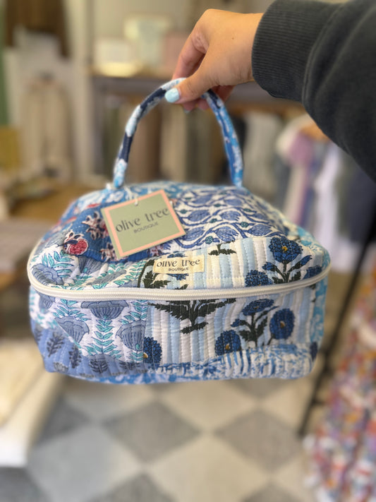 BLUE PATCH MAKEUP BAG