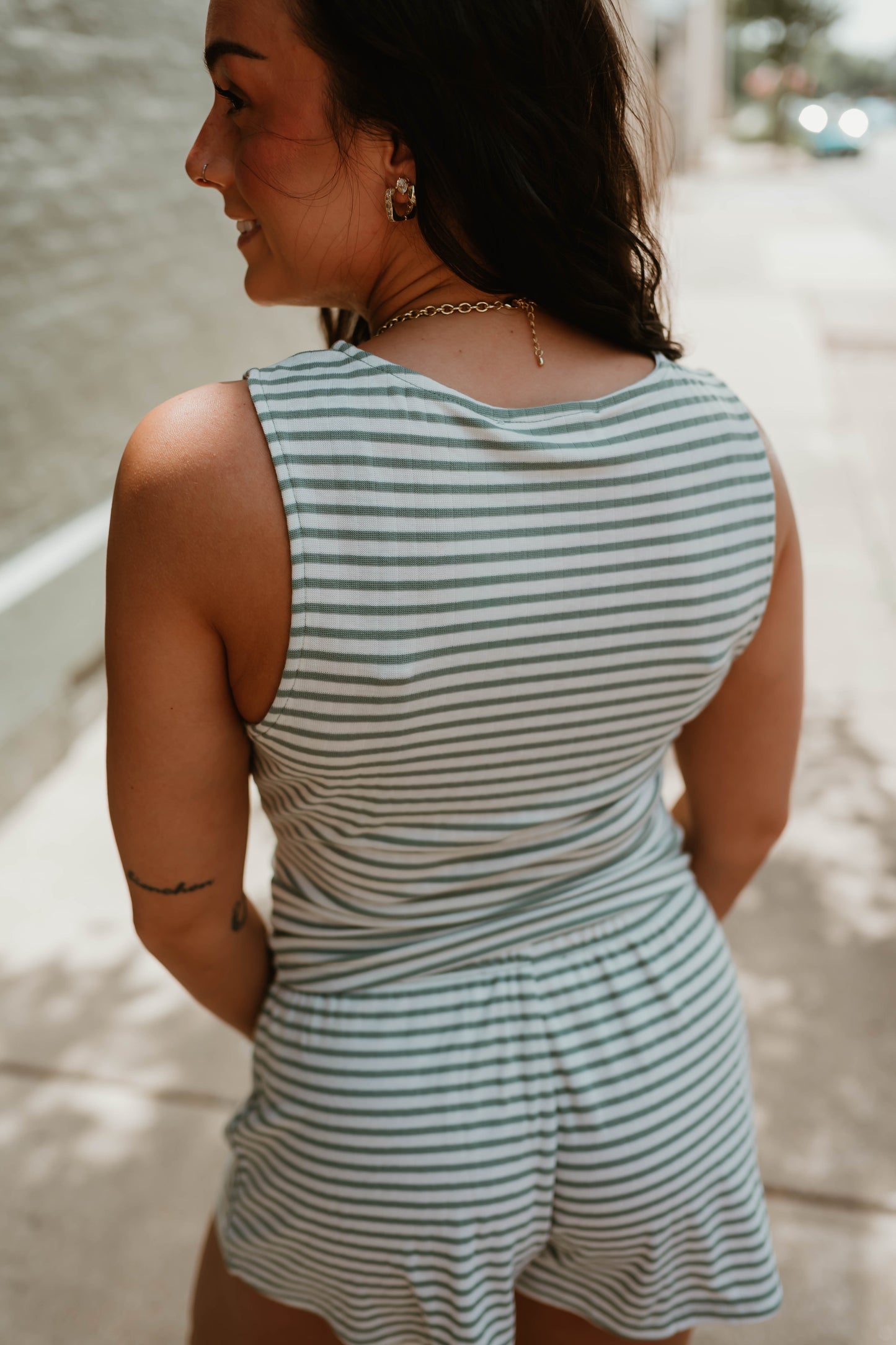 SAGE STRIPED TANK + SHORTS SET