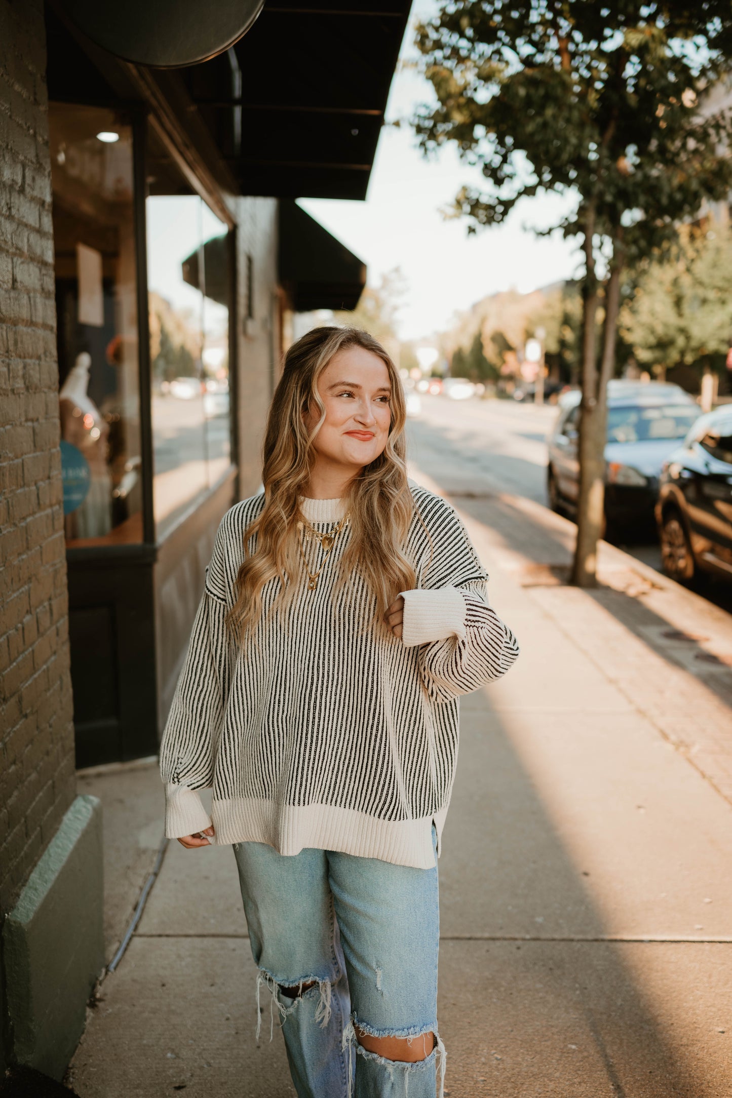 BLACK + IVORY TWO TONE SWEATER