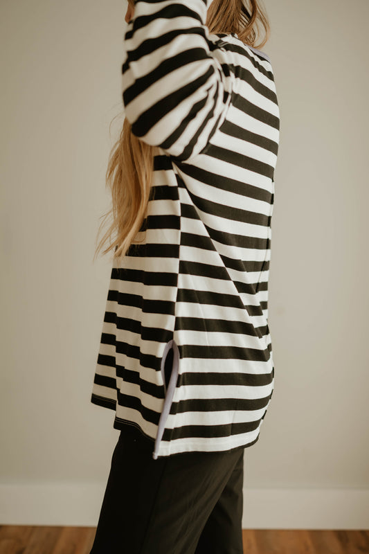 BLACK + IVORY STRIPED LONG SLEEVE