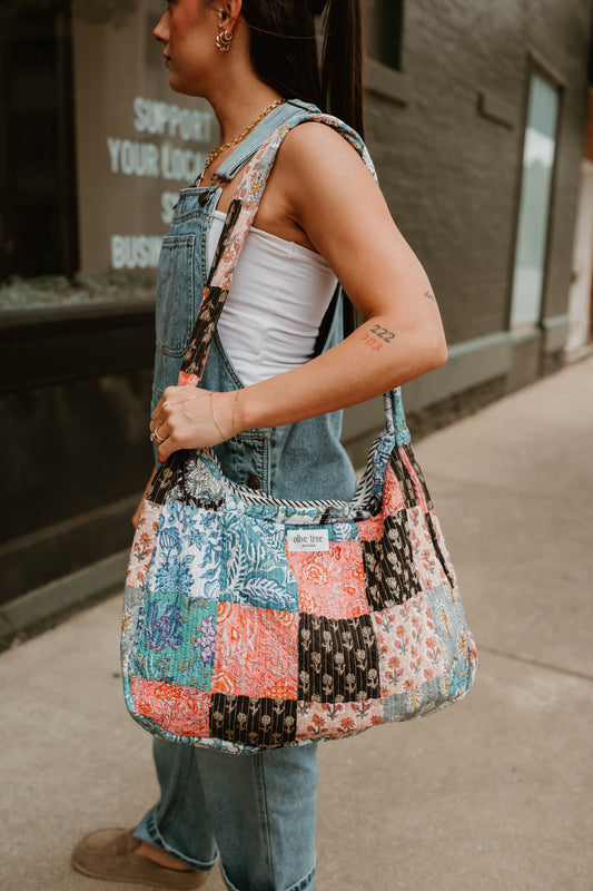 MIDNIGHT QUILTED PATCHWORK XL CROSSBODY