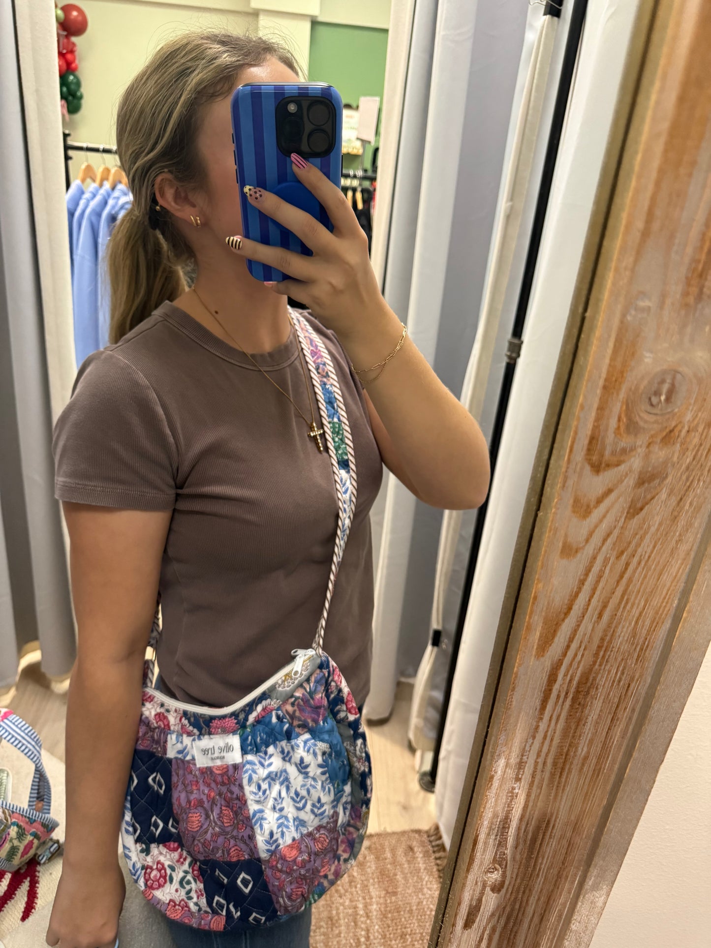 NAVY + PURPLE QUILTED PATCHWORK CROSSBODY