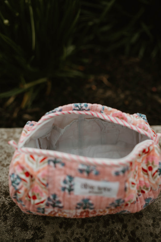 PINK PATCH QUILTED MAKE UP BAG