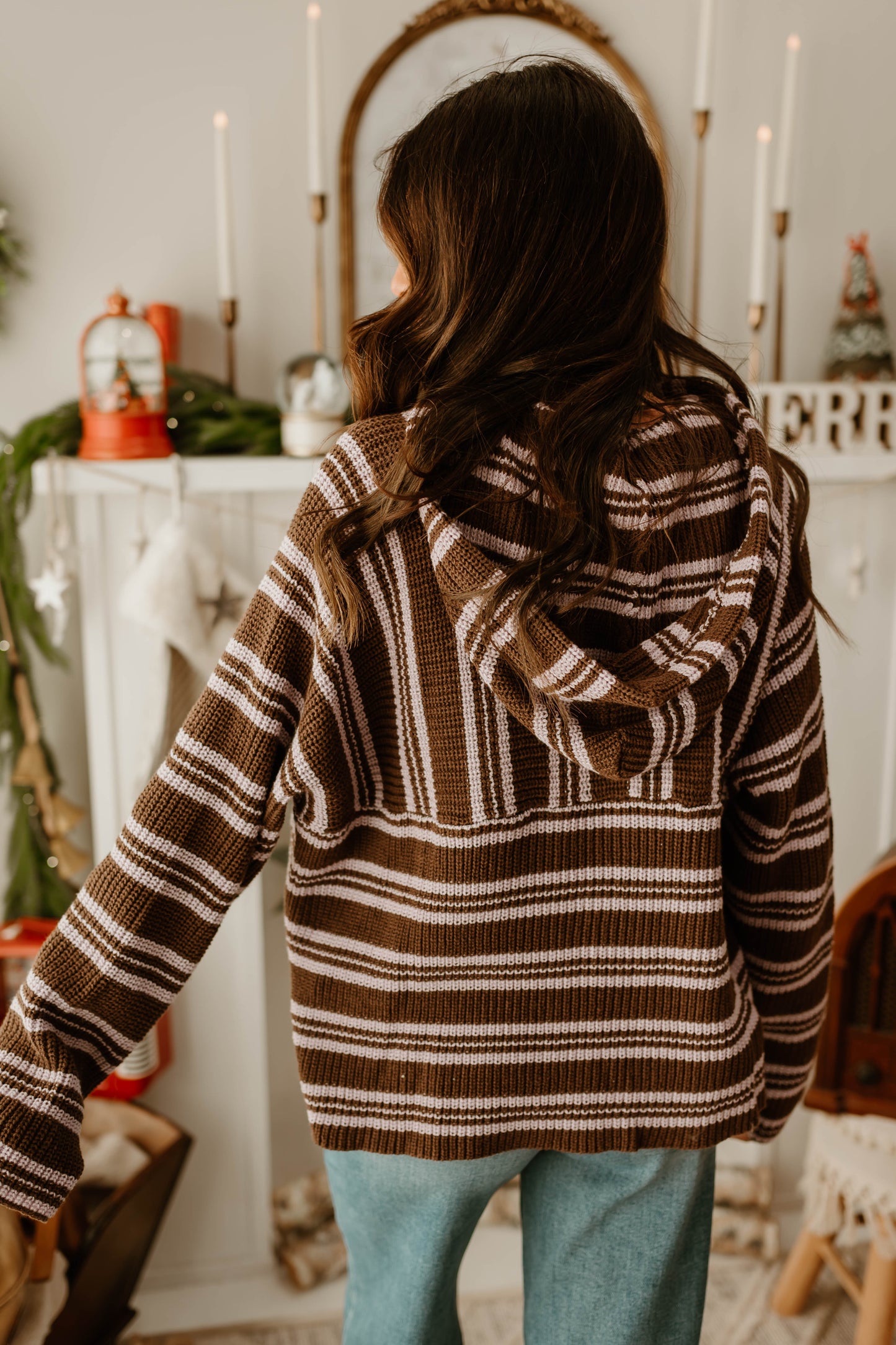 BROWN + LAVENDER KNIT ZIP UP
