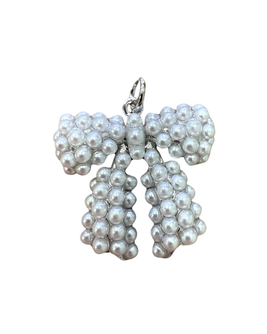 SILVER PEARL BOW CHARM