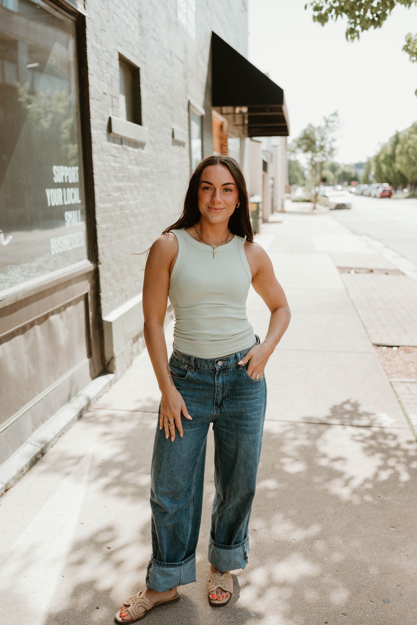 PISTACHIO REVERSIBLE RIBBED KNIT TANK