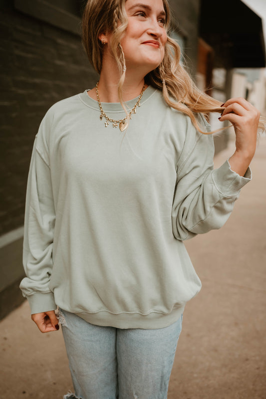 SAGE MINERAL WASHED PULLOVER
