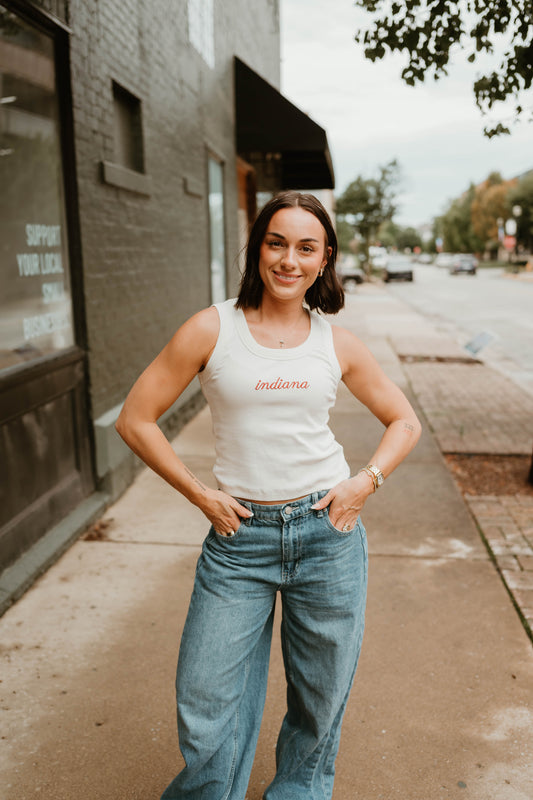WHITE RIBBED INDIANA TANK