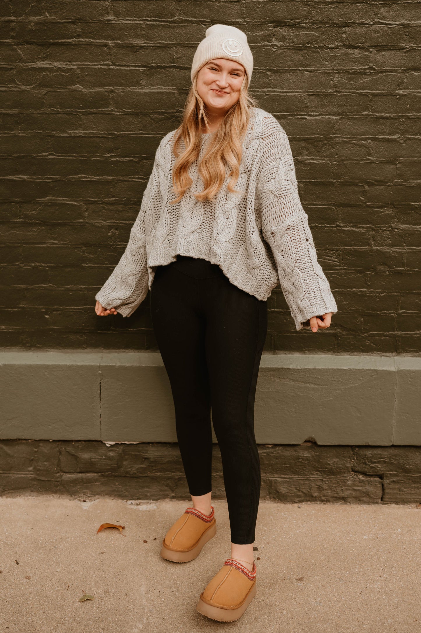 GRAY SLOUCHY V NECK SWEATER