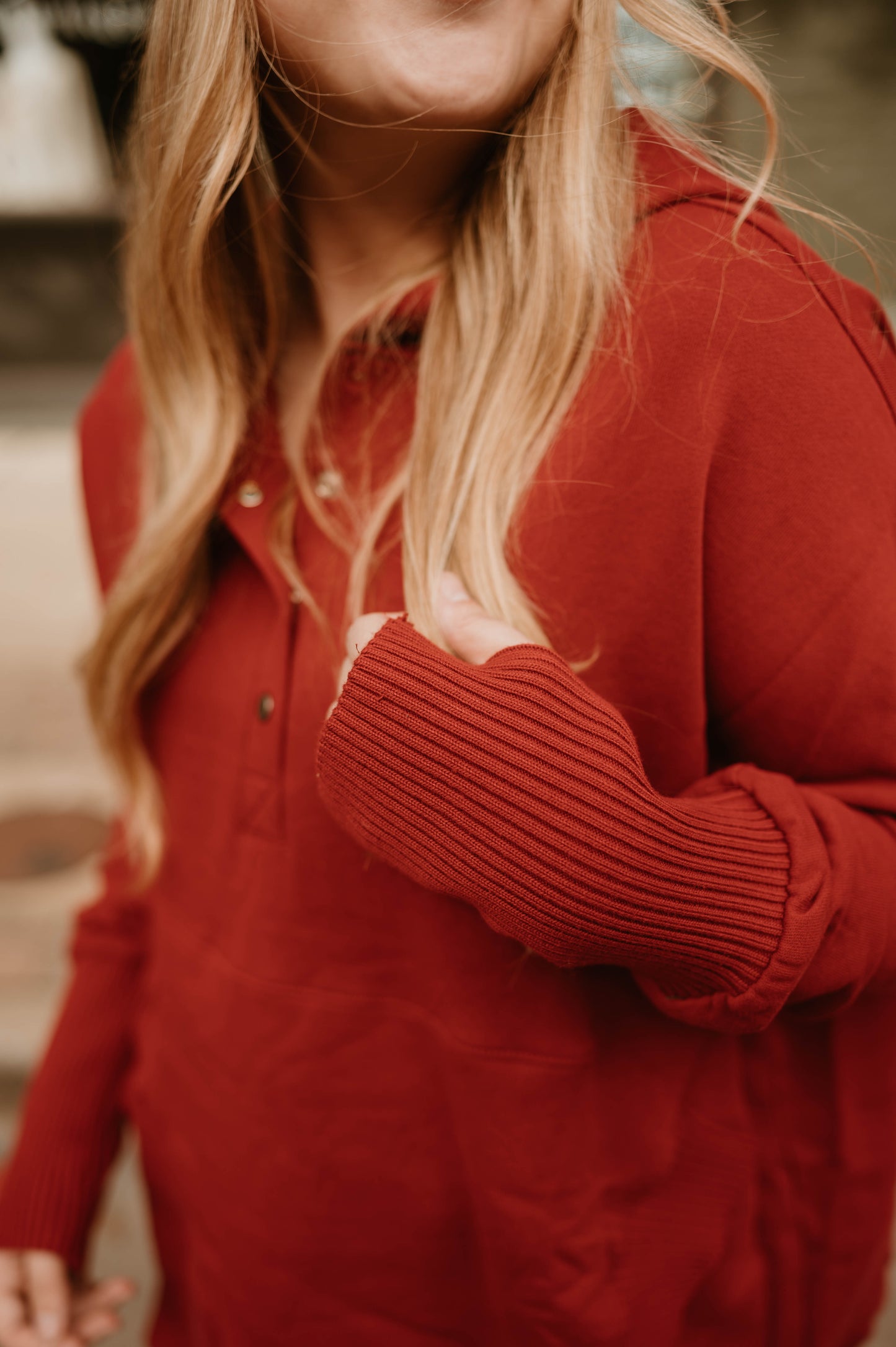 RED HENLEY PULLOVER SWEATSHIRT