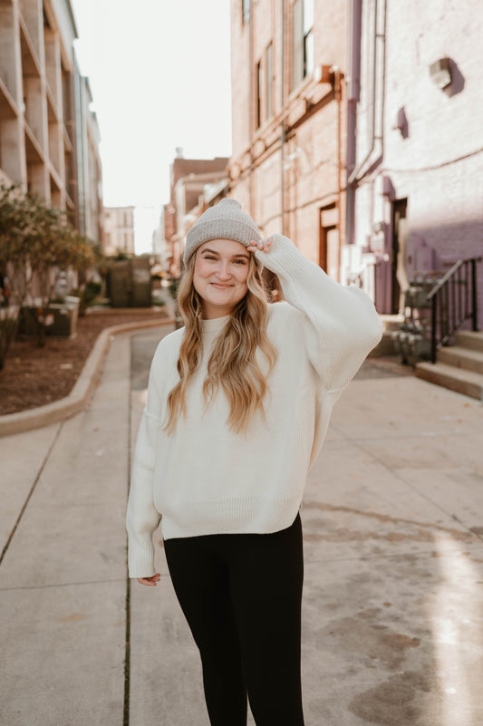 IVORY DROP SHOULDER SWEATER