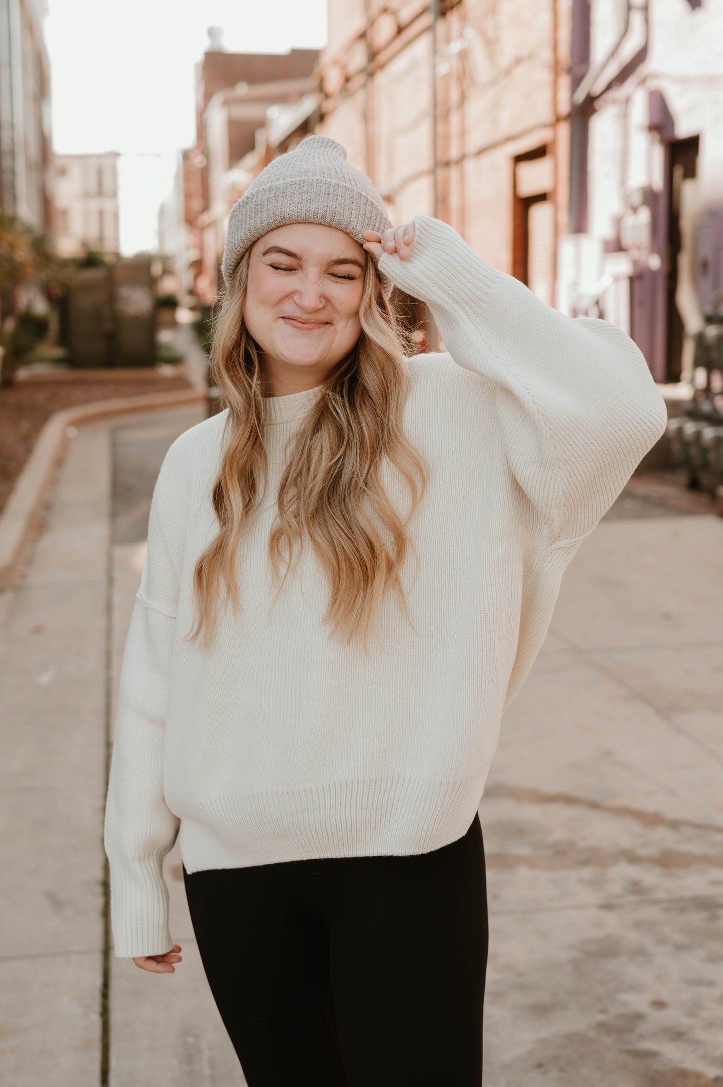 IVORY DROP SHOULDER SWEATER